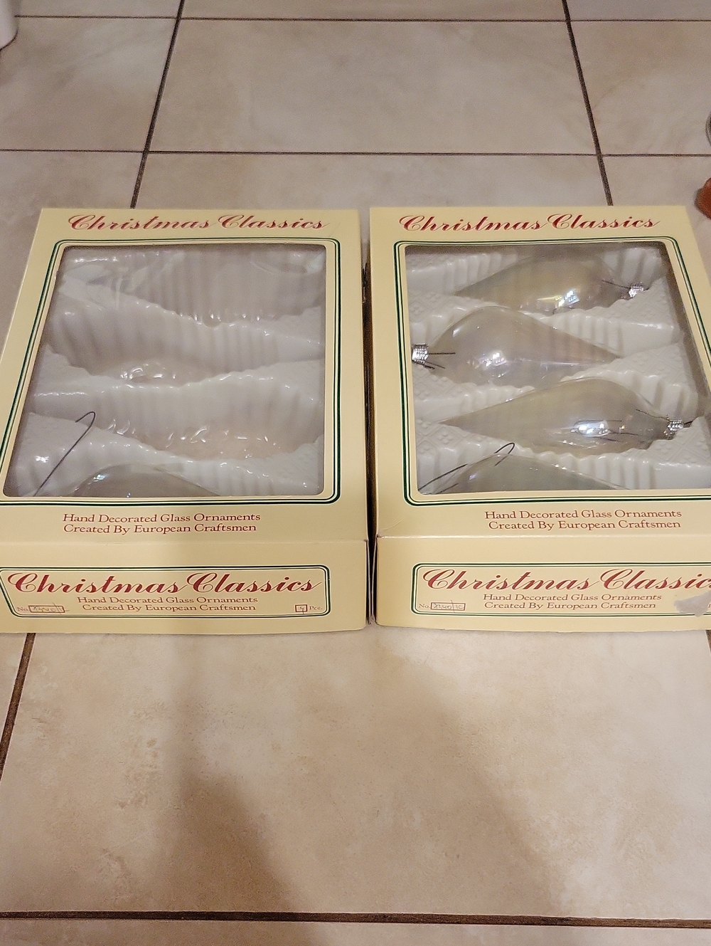Set Of 5 Vintage Glass Teardrop Iridescent Ornaments 5in